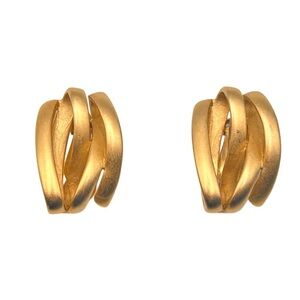 Vintage 80s Signed ERWIN PEARL Bold Gold Tone Abstract Chunky Statement Earrings